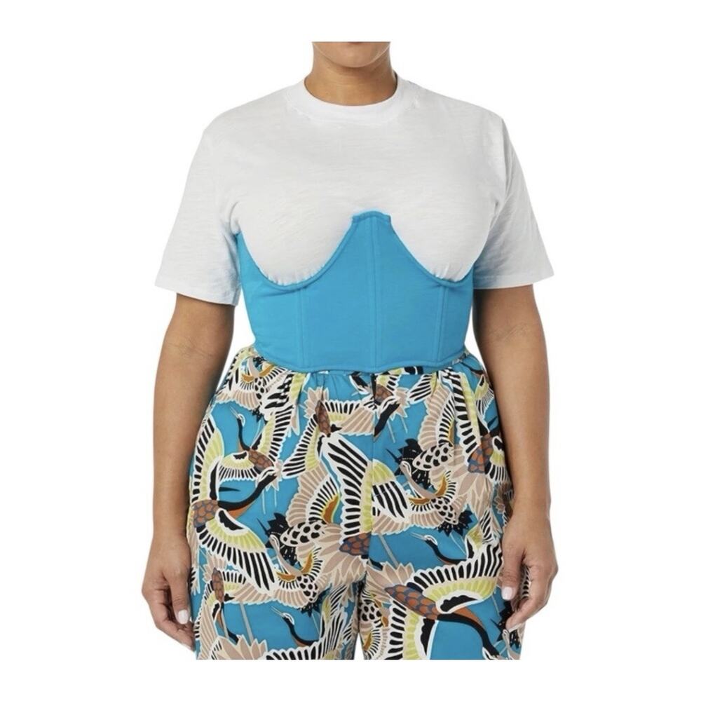 TEREA By Andrea Pitter Women’s Blue Half Corset Stretch Elastic Back Medium NWT1